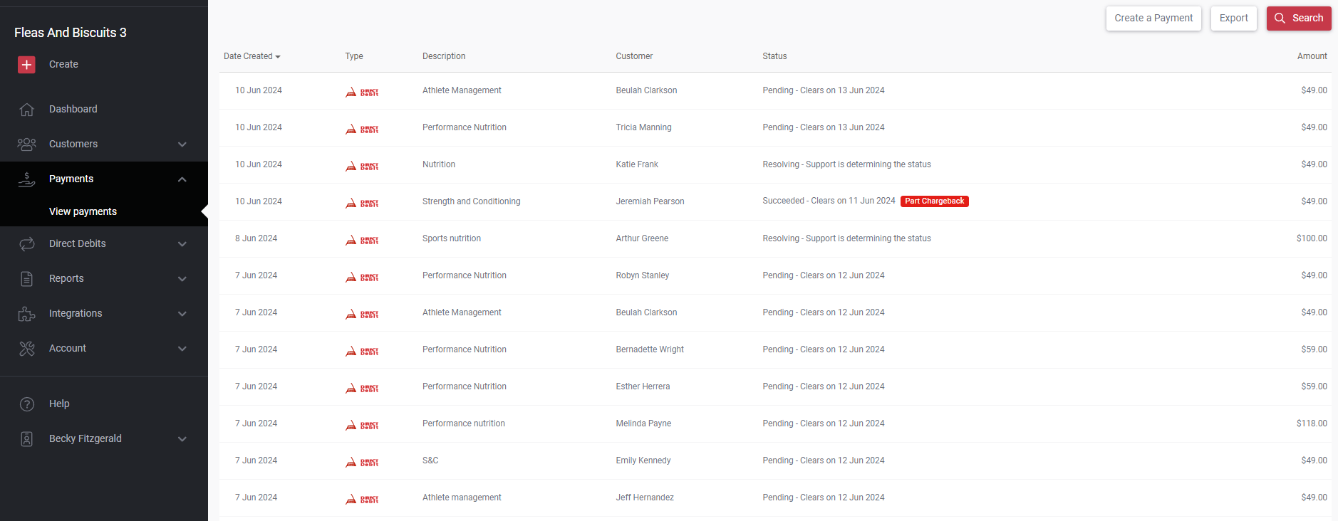 Chargeback icon shown on Payment summary screen